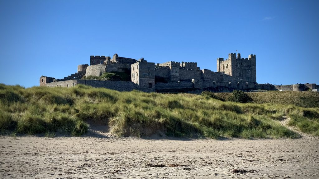 Side view of Bamburgh Castle from the sea