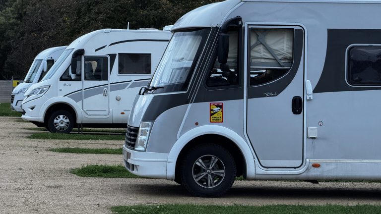 Our motorhome parked in a site