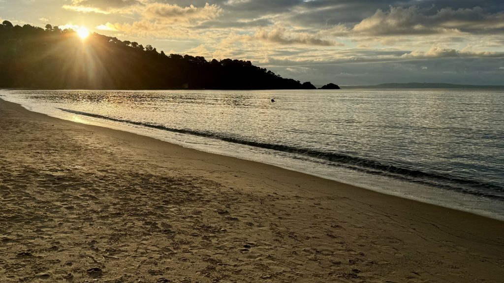 Sunrise over a coastal seascape
