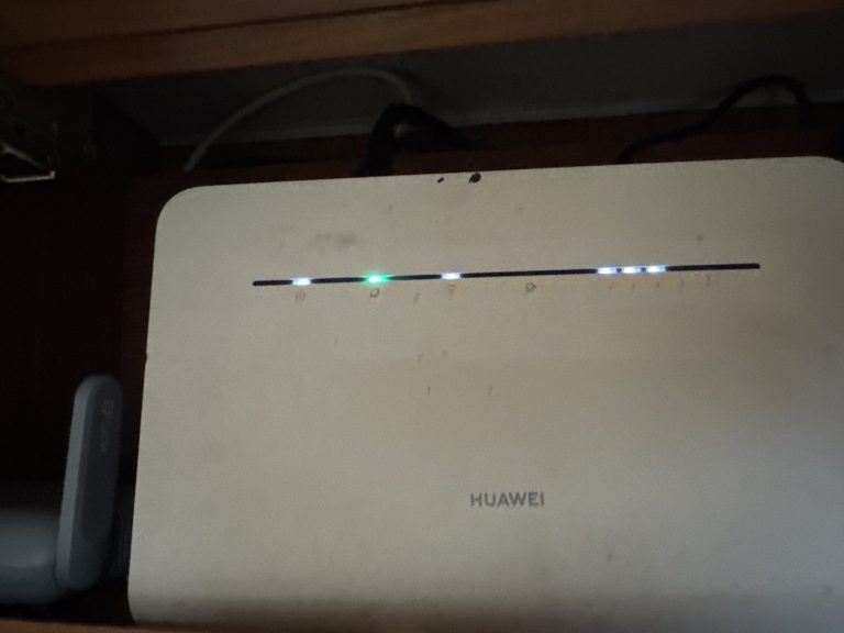 WiFi router lit up to show it is connected
