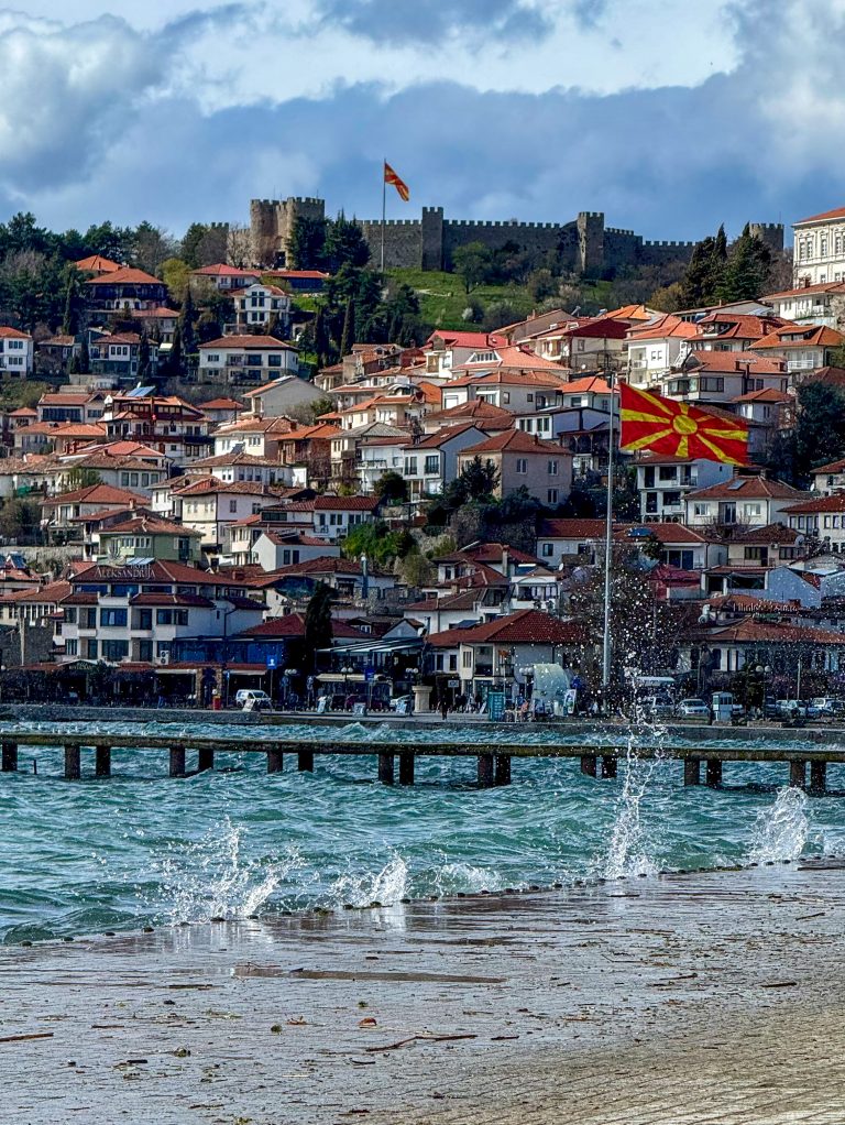 Ohrid cityscape with lake and Samuel's Fortress the main elements